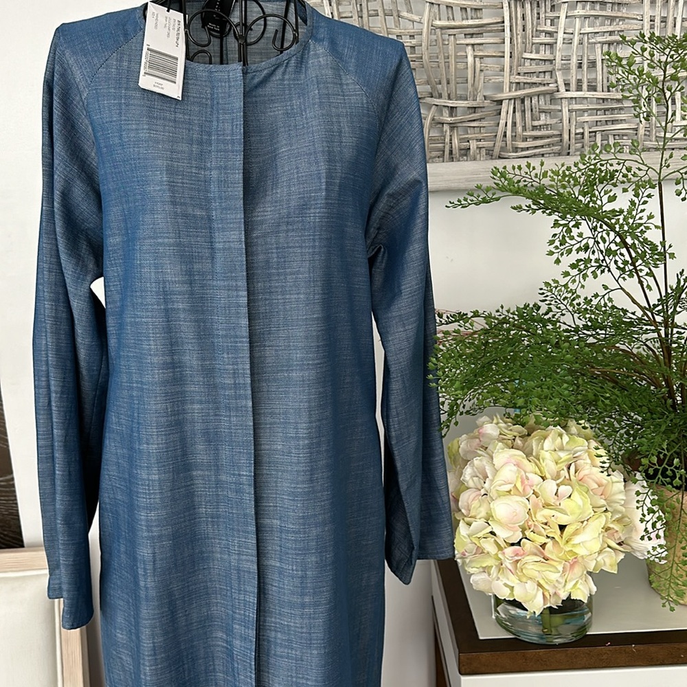 NWT Zero + Maria Cornejo Washed Indigo 100%Cotton, sleeves, 2 pockets